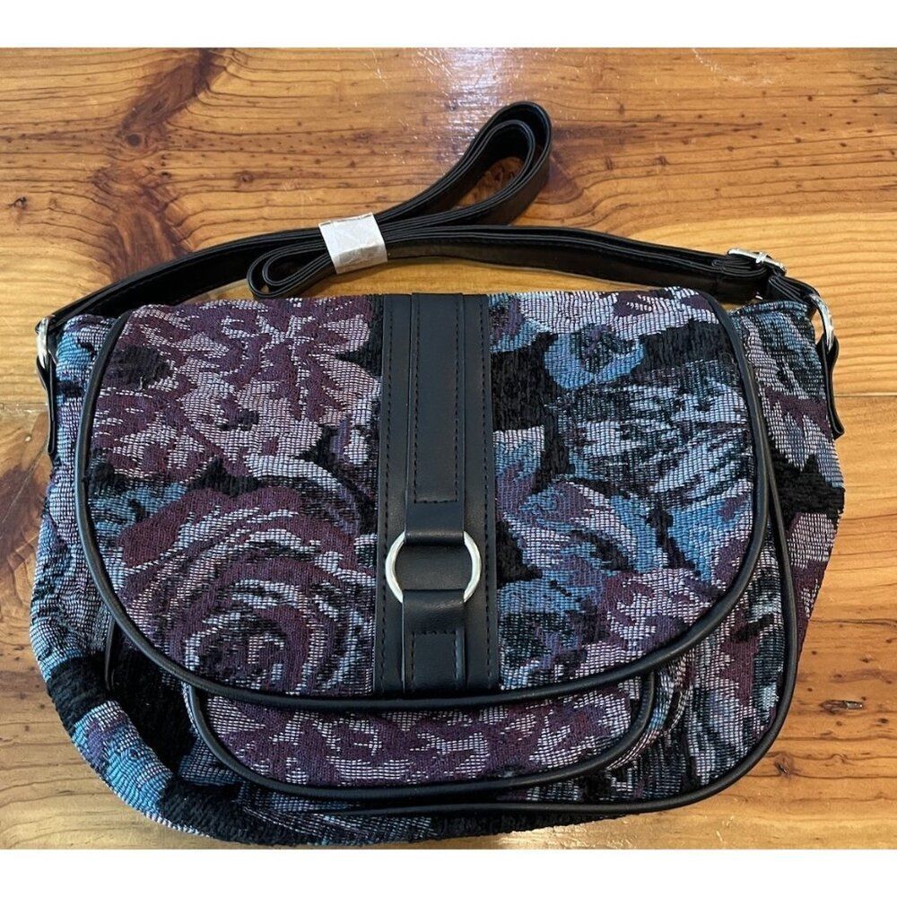 Santa Barbara Blue Purple Tapestry Floral Crossbody Bag Shoulder Purse New